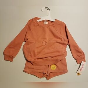 Cat & Jack Kids Sweatshirt And Waffle Shorts In Terracotta Color